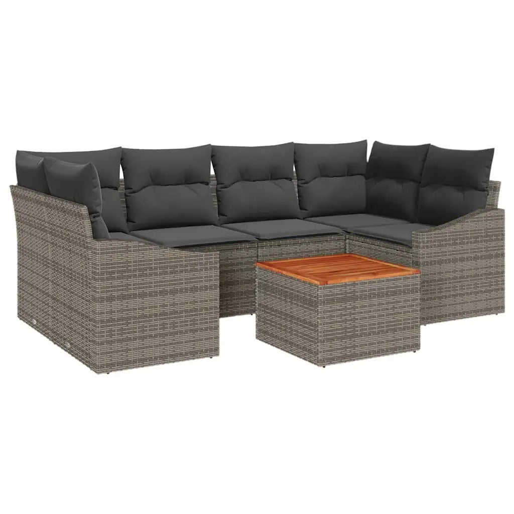 Set Divano da Giardino 7 pcs Grigio polyrattan