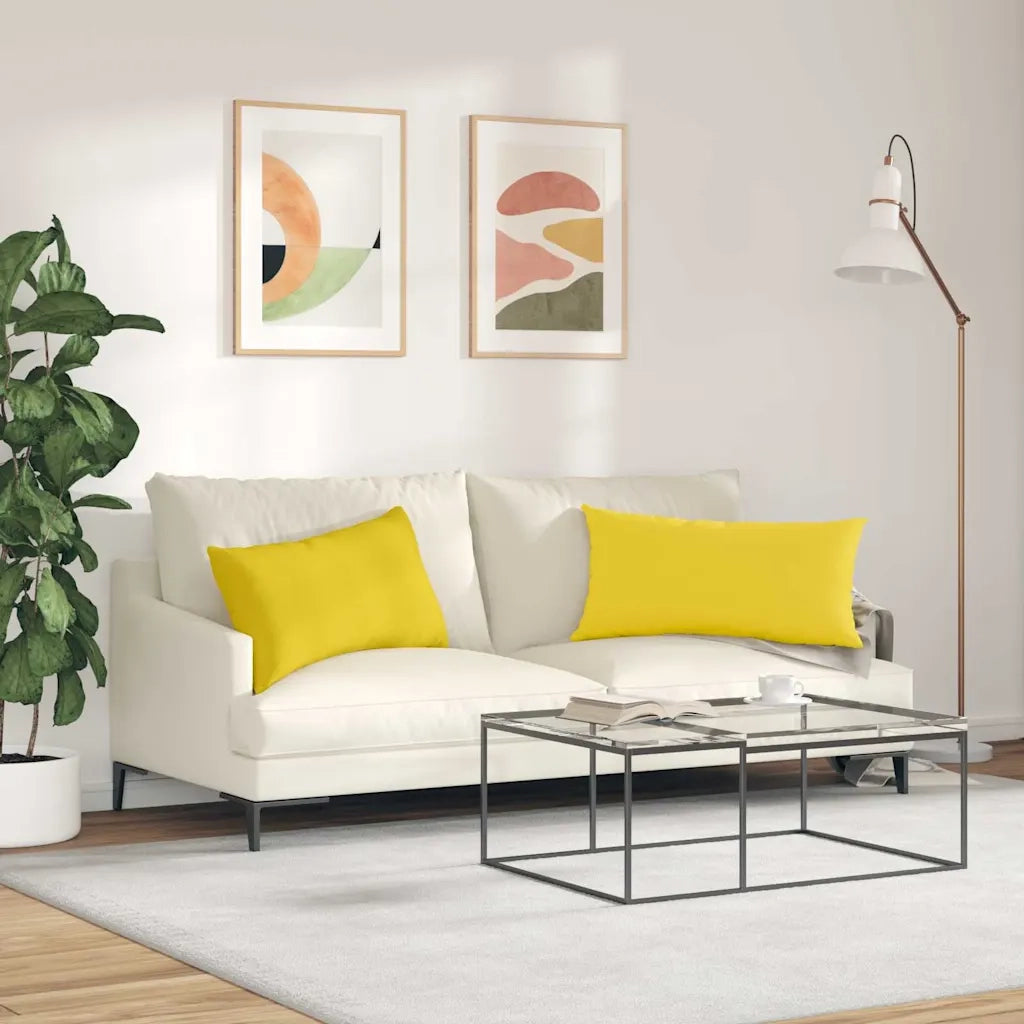 Cuscini da Divano 2 pz | Cuscini per sedie Giallo Chiaro 80 x 40 cm Tessuto