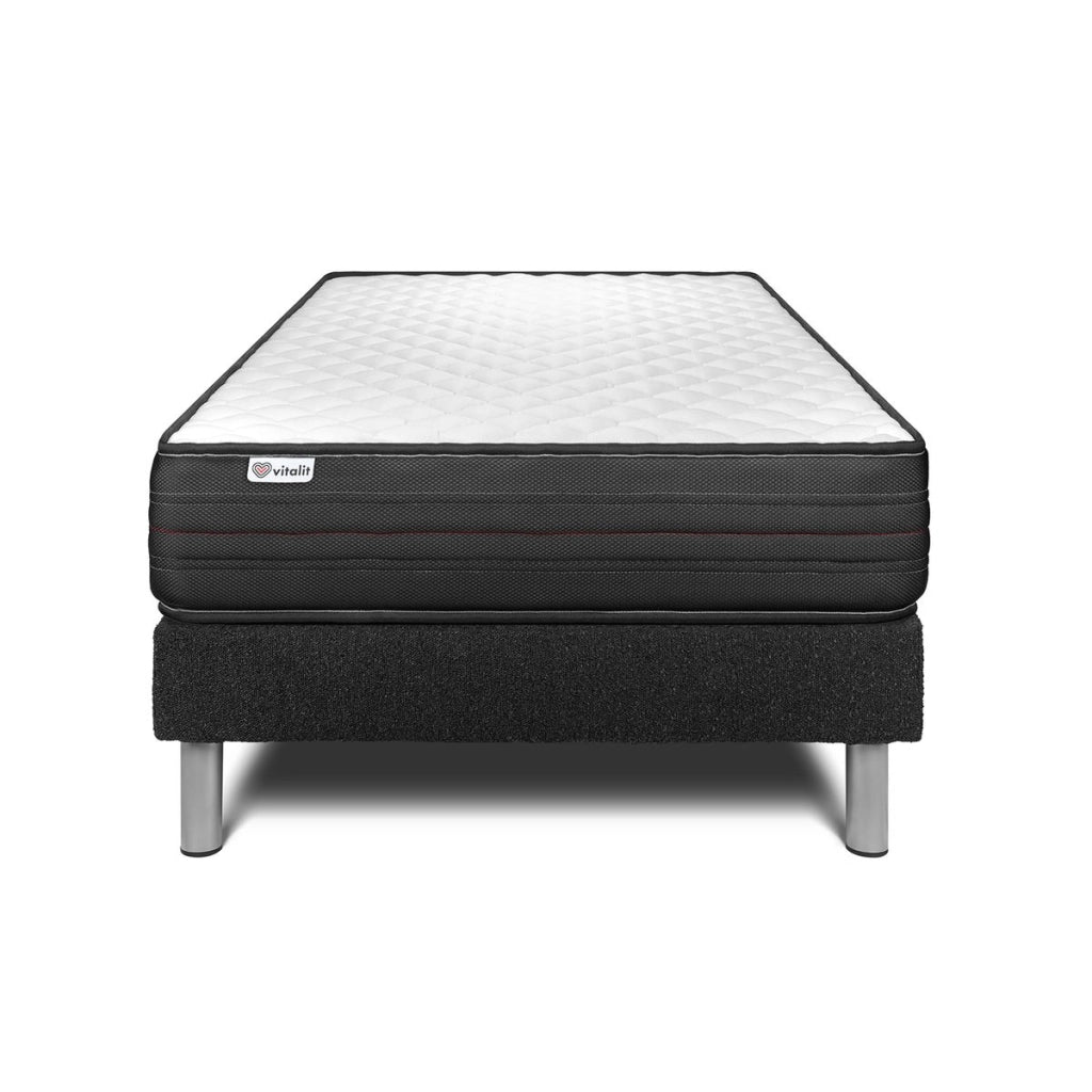 Letto con materasso VITALPOWER 120 x 200 cm Rete Kit Nero