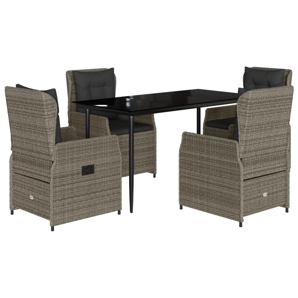 Set da Pranzo da Giardino 5 pz con Cuscini in Polyrattan Grigio 3262856