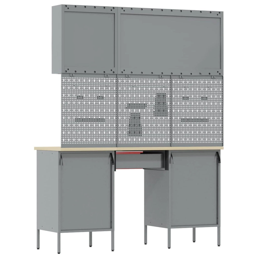 Mobile da lavoro 8 pcs Rosso Legno ingegnerizzato e acciaio 3321459