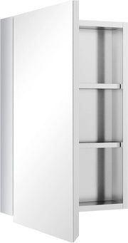 Specchio per bagno - Inox - 1 porta specchio - 2 supporti - 60 cm alto