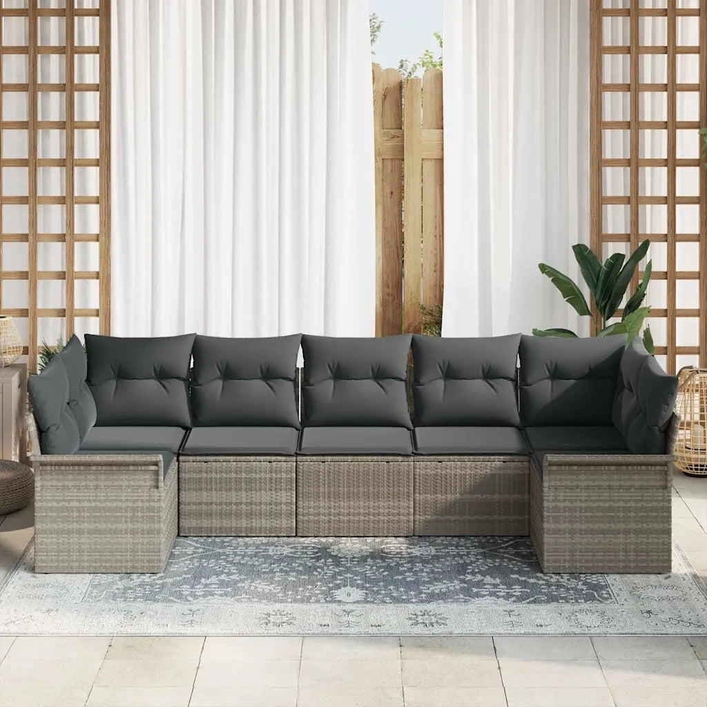 Set Divano da Giardino 7 pcs Grigio chiaro Poly Rattan 3345512