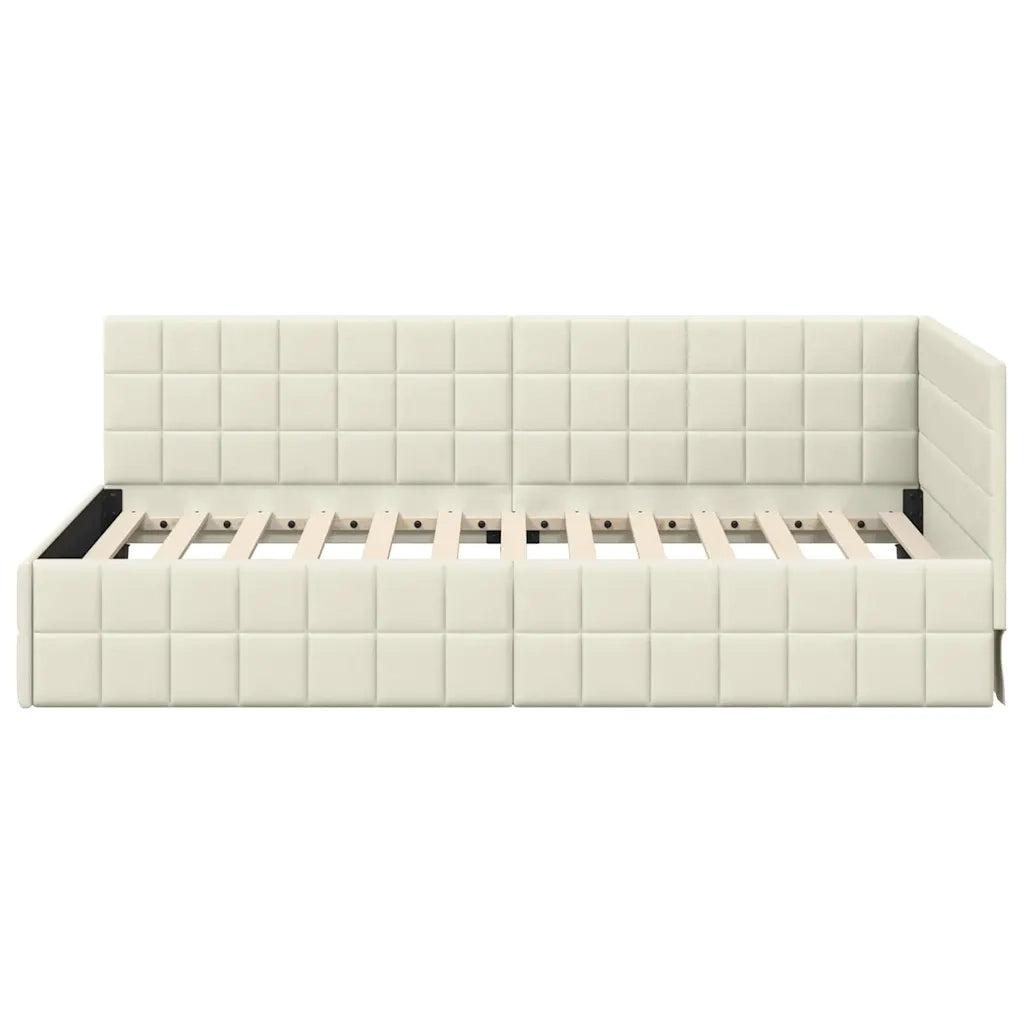 Cornice del letto ad angolo Crema 100 cm x 200 cm Velluto 42016405