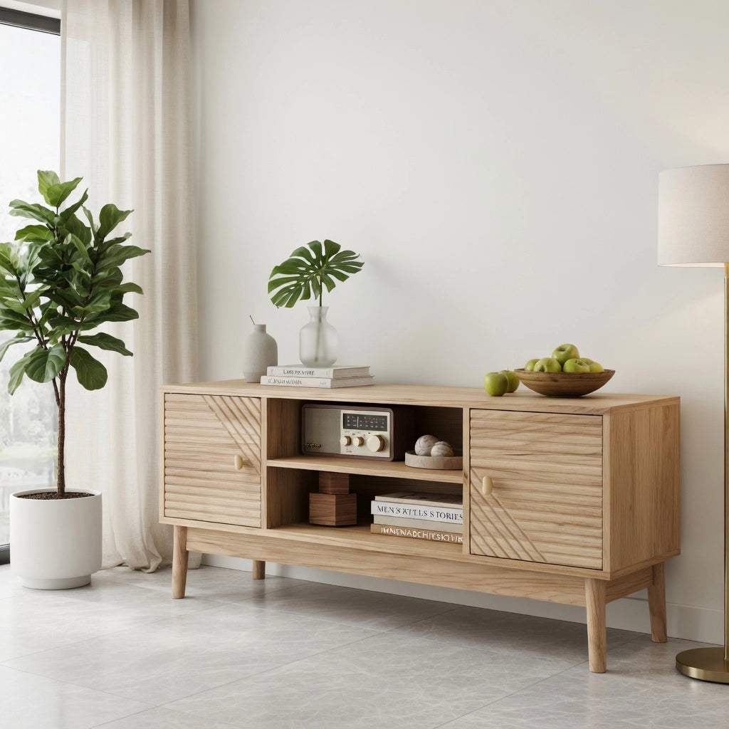 Cassettiera TV colore noce; in MDF; lunghezza 110 cm