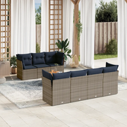 Set Divani da Giardino 8 pz con Cuscini Grigio in Polyrattan 3255837