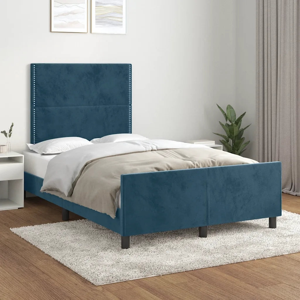 Giroletto senza Materasso Blu Scuro 120x200 cm in Velluto