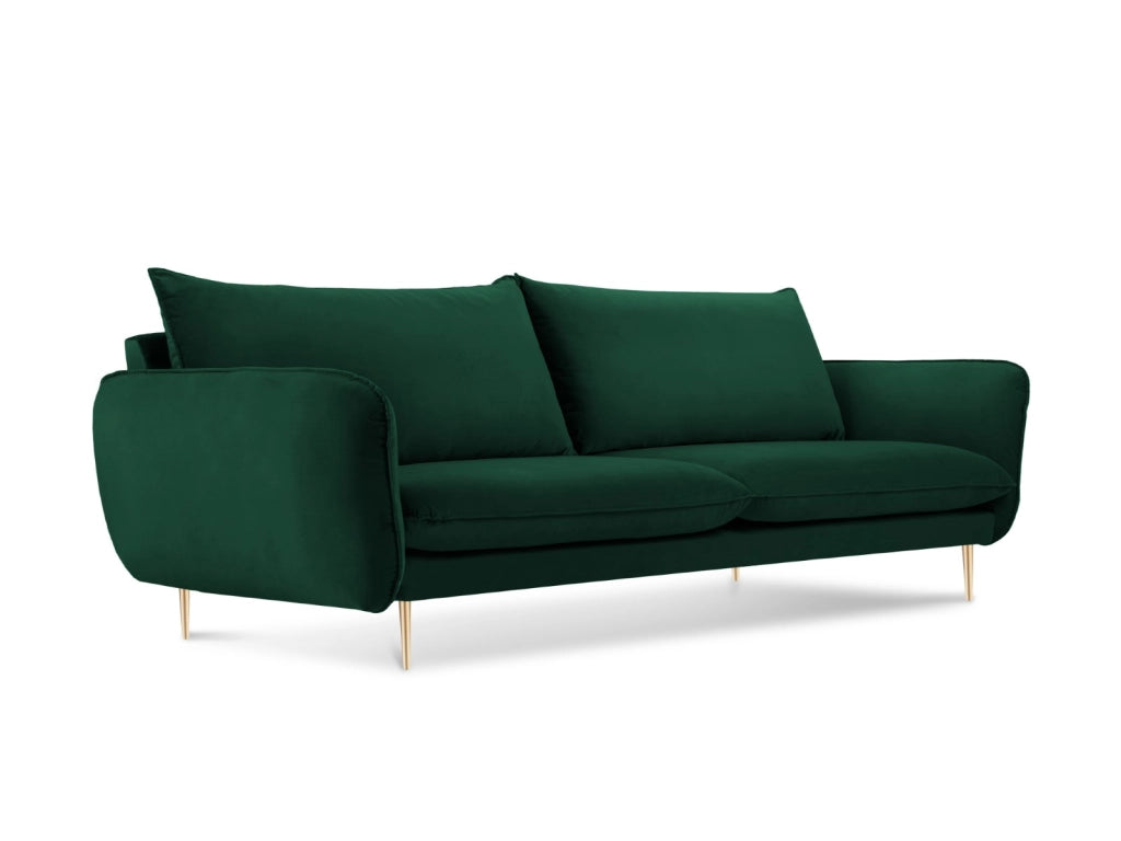 Cosmopolitan Design - Divano "Vienna" 4 posti in velluto verde bottiglia 