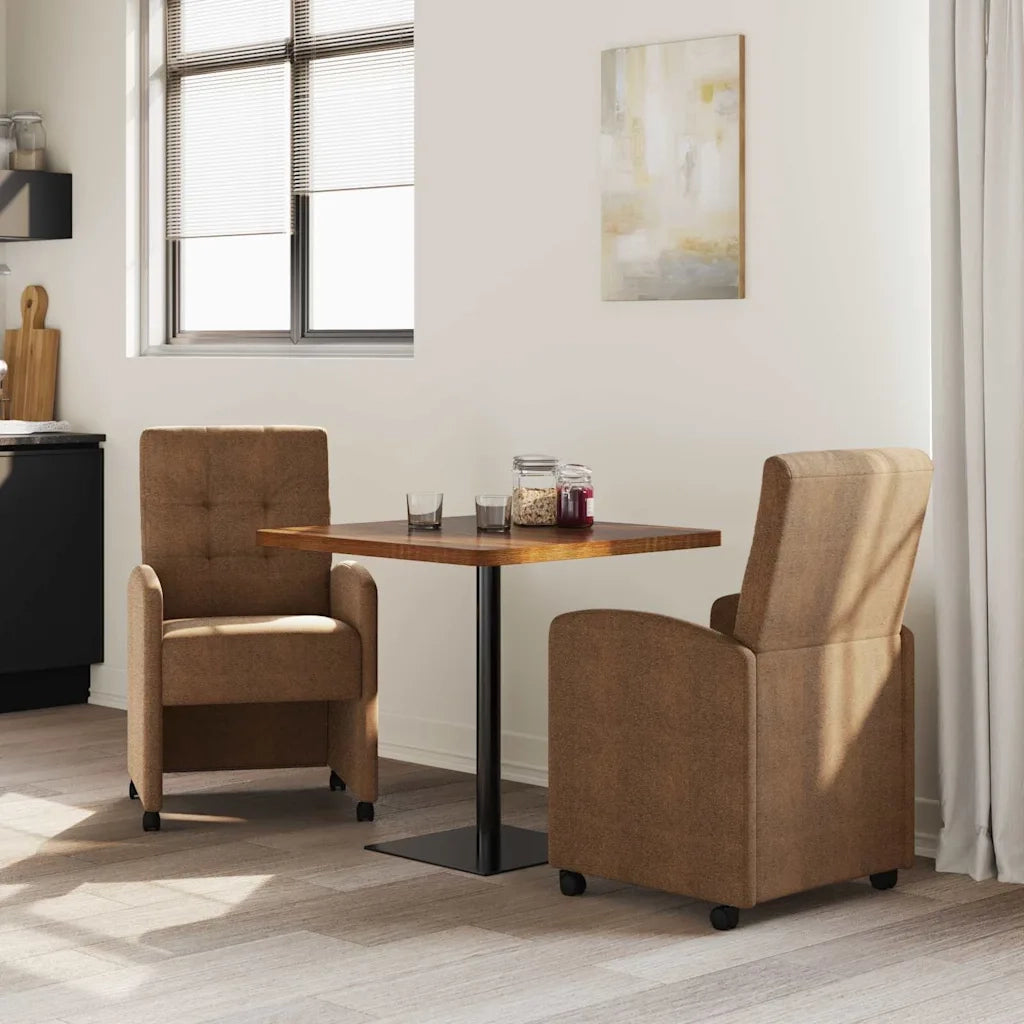 Sedie da Pranzo con Ruote 2 pcs Marrone 58 x 67 x 97 cm 42017896