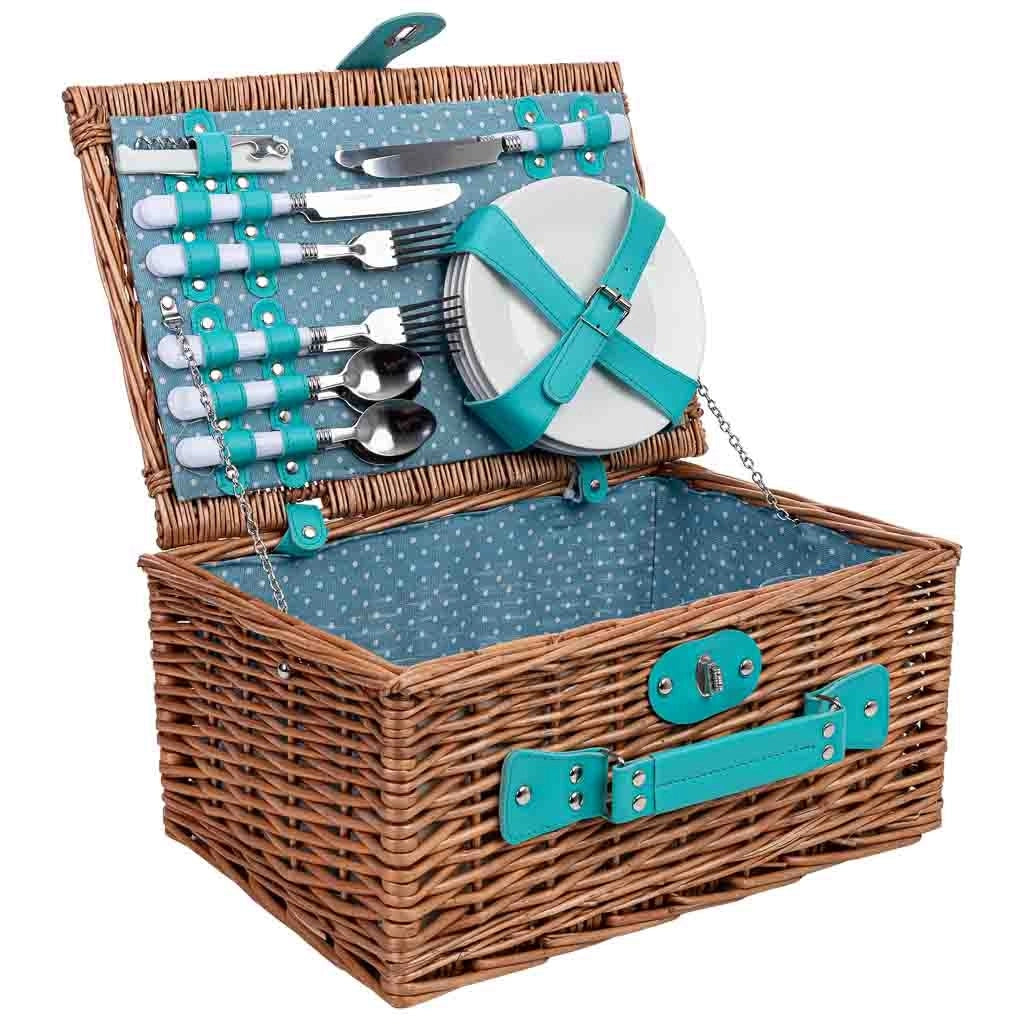 Cestino da picnic per 4 persone, marrone, 40x28x18h cm