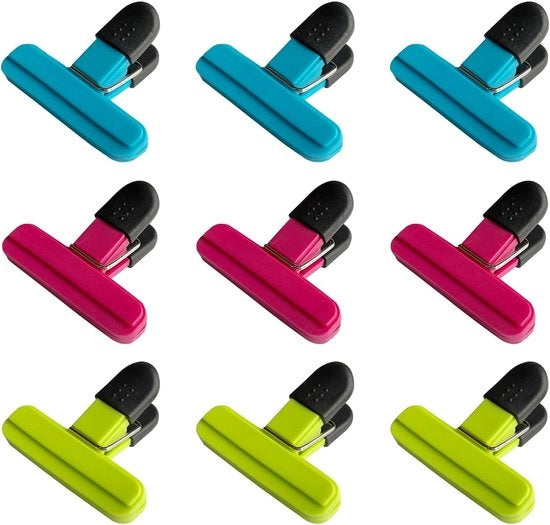 Clip per cibo per cucina - 9 pezzi - diverse colori - plastica