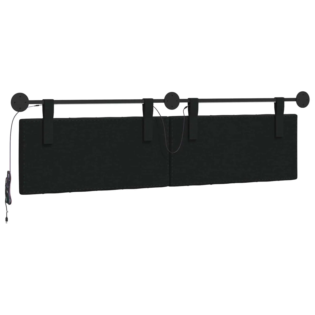 Testiera sospesa Con luce LED Nero Tessuto 3424655