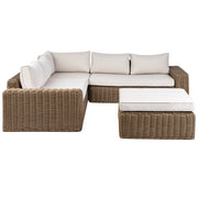 Set da giardino in vimini PE Rattan grigio con cuscini 6 posti marrone esterno elegante