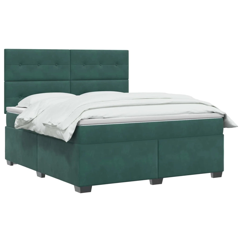 Letto box spring con materasso Verde Scuro 140 x 190 cm Velluto 3455105