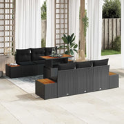 Set da Pranzo per Giardino con cuscino 7 pcs Nero e Marrone