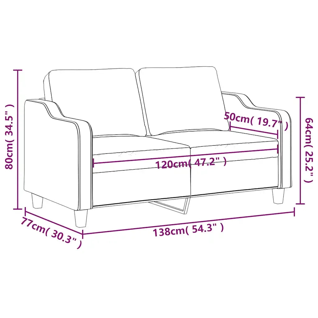 Divano a 2 Posti-Sofa 2 Posti Nero 120 cm in Tessuto 866935
