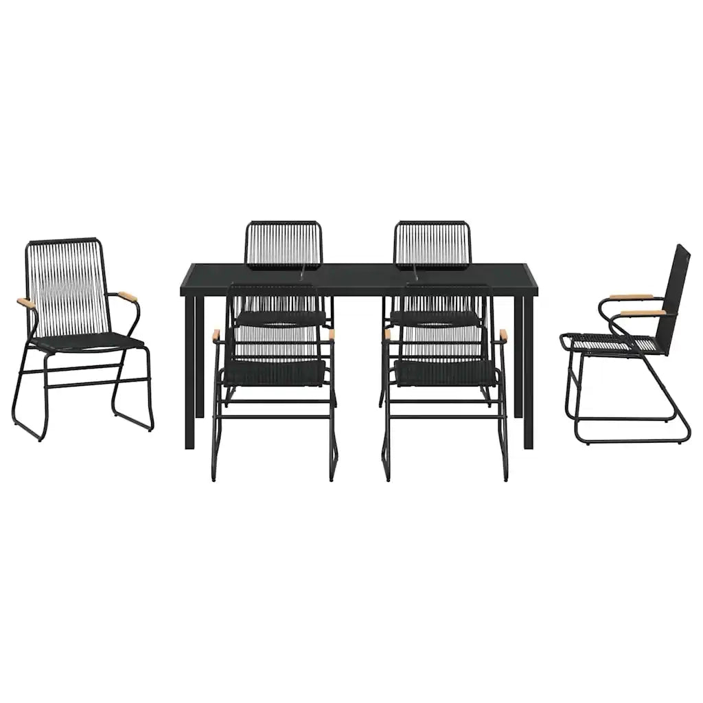 Set da Pranzo per Giardino 7 pcs Nero
