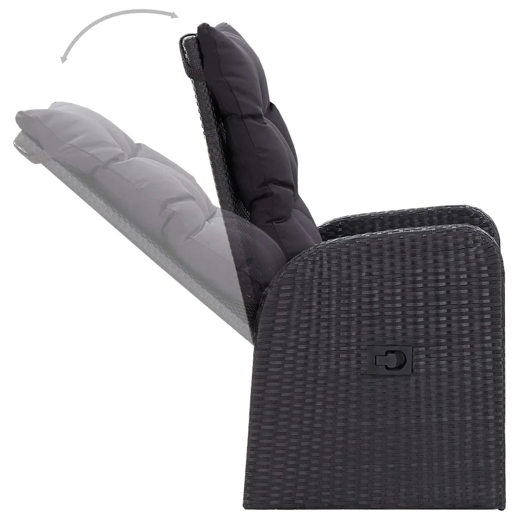 Set da Pranzo da Giardino 7 pz con Cuscini Nero 3099482