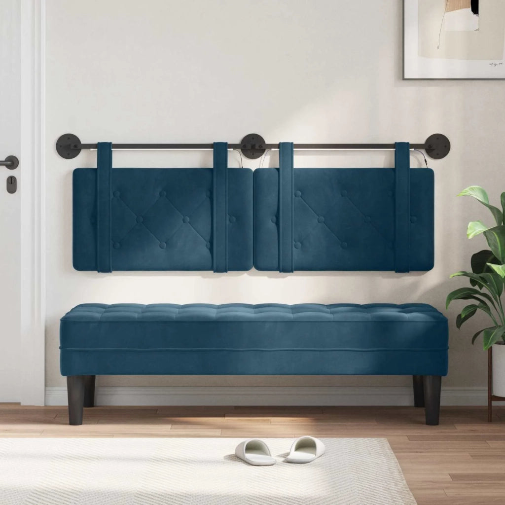Testiera | Testata sospesa Con luce LED Blu Velluto