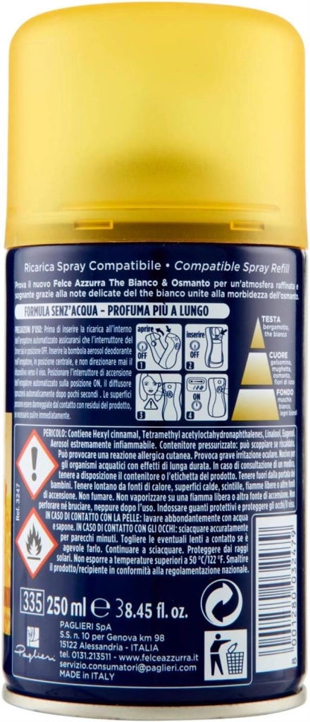 FELCE AZZURRA PROFUMATORE PER AMBIENTE AUTOMATICO RICARICA DA 250 ML FRAGRANZA THE BIANCO