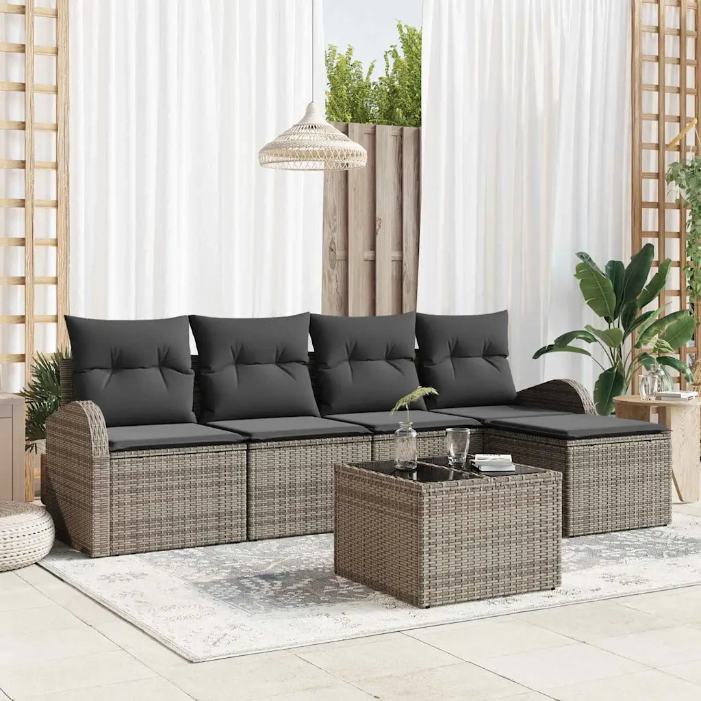 Set Divano da Giardino 6 pcs Grigio polyrattan 3346009