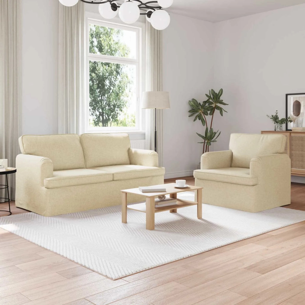 Set di divani 2 pcs Crema 162 x 80 x 85 cm Tessuto 3407565