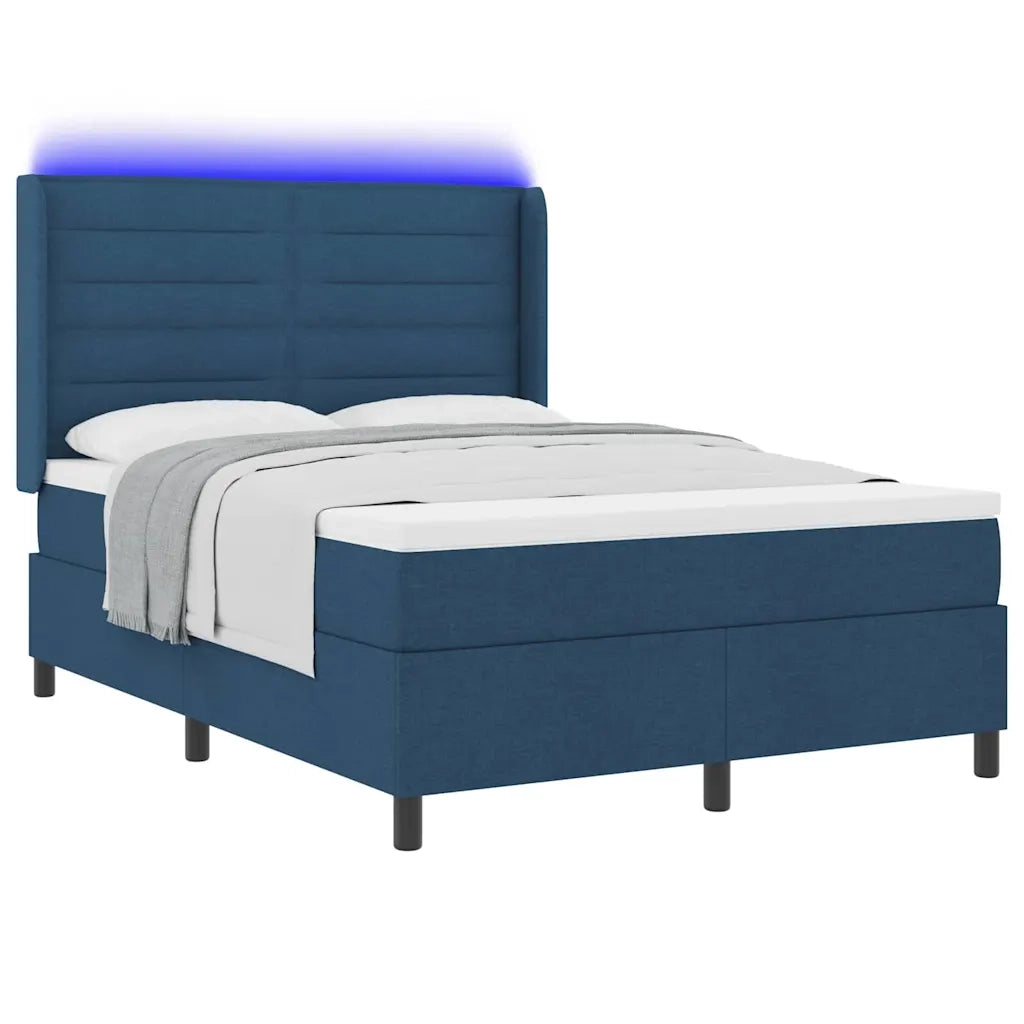Letto a Sorgente LED con testiera Blu 140 x 190 cm Tessuto 3343440