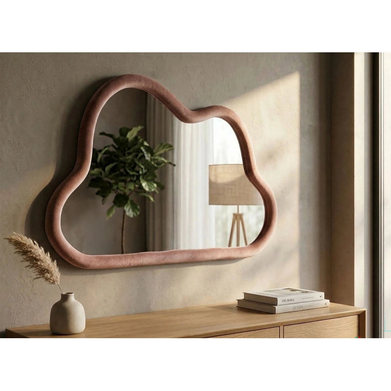 Specchio Da Muro Cloud Velluto Rosa cm 90x4x60