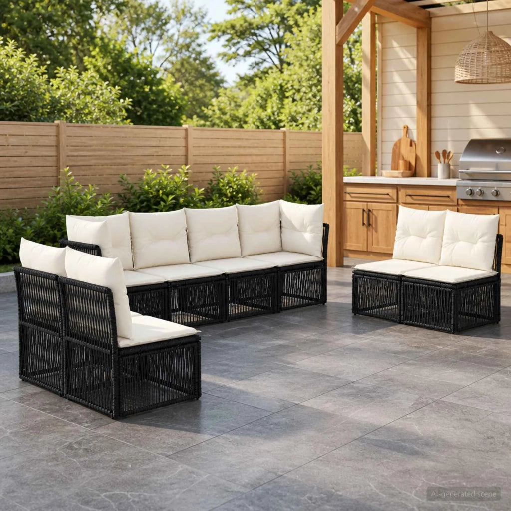 Set Divano da Giardino 8 pz Nero polyrattan 3434170