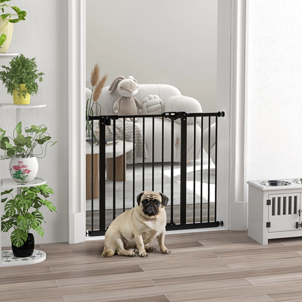 Barriera di sicurezza per animali con porta e chiusura automatica ¨C Minimal ¨C Nero, 1 estensione