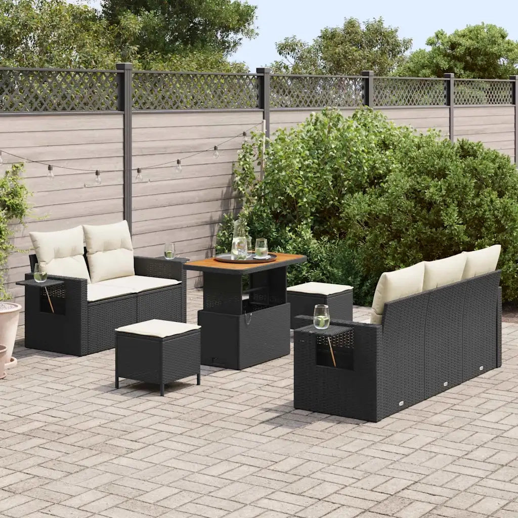 Set Divano da Giardino 10 pcs Nero e Crema polyrattan 3363640