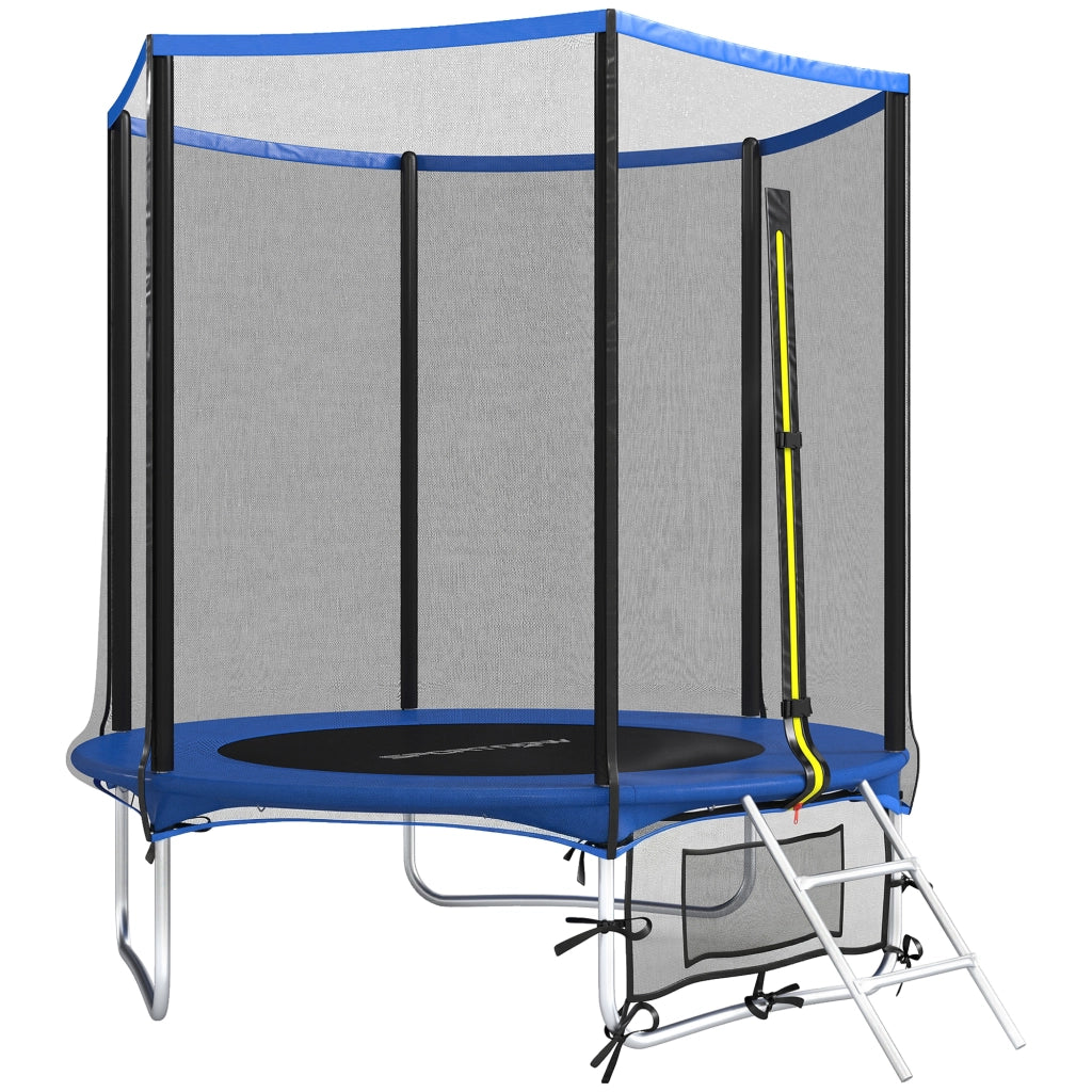 Trampolino da giardino ?183 cm ¨C Xylo ¨C con rete di sicurezza e scala 2 gradini blu