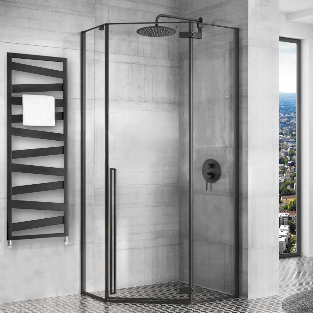 Cabina Doccia Diamond Black Mat 80x80 con piatto doccia Diamond