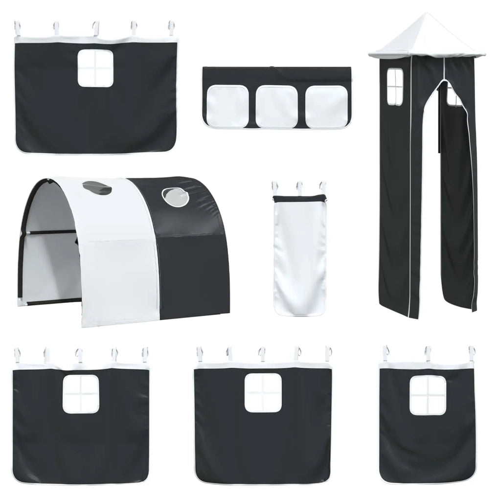 Struttura del letto loft per bambini-Giroletto per bambini Bianco e Nero 107 x 200 cm 290967