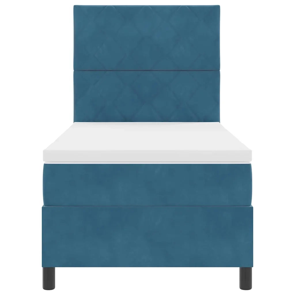 Letto a molle con materasso Blu Scuro 90 x 190 cm Velluto 3339870