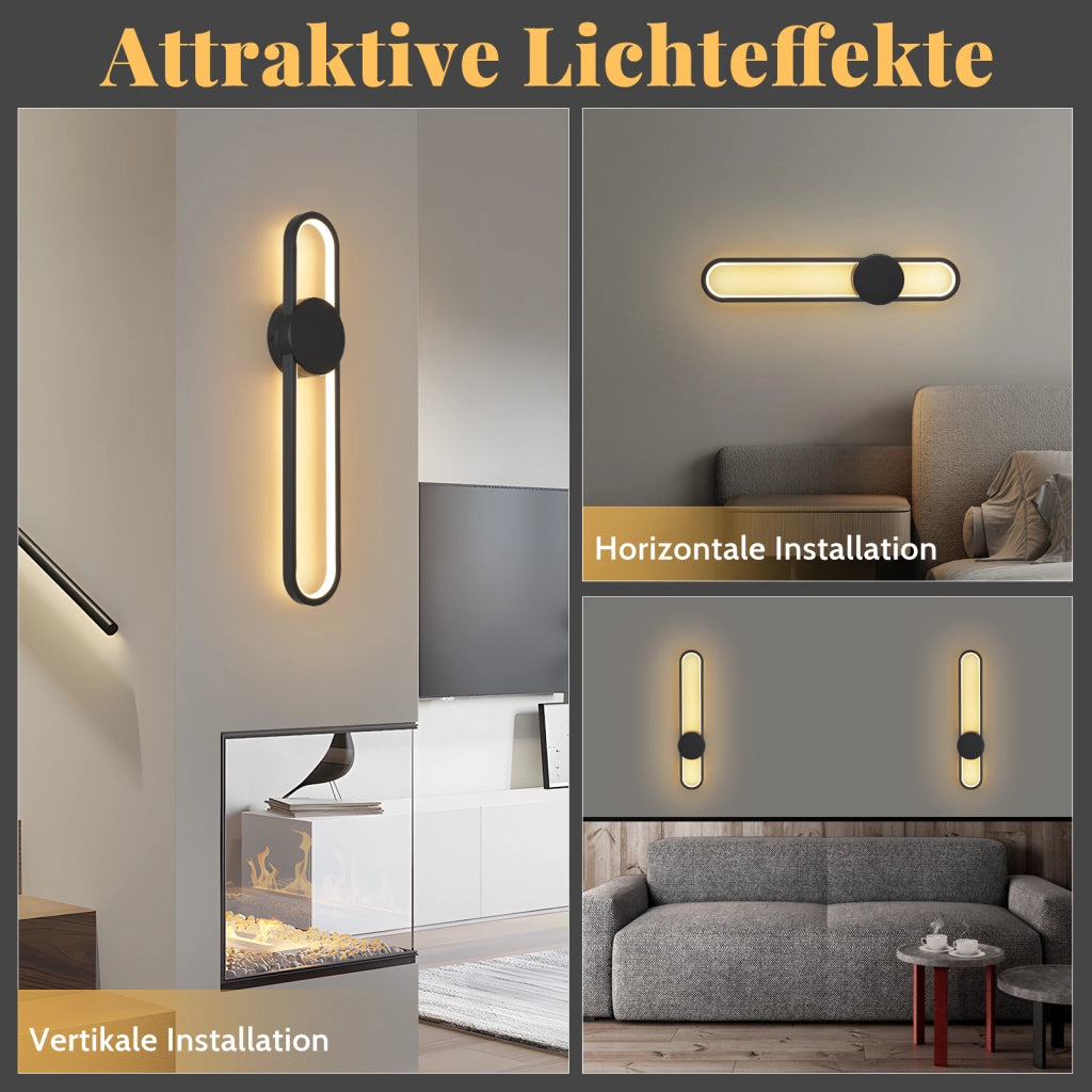 ZMH Applique LED moderna 12w 60cm 3000k Nero minimalista