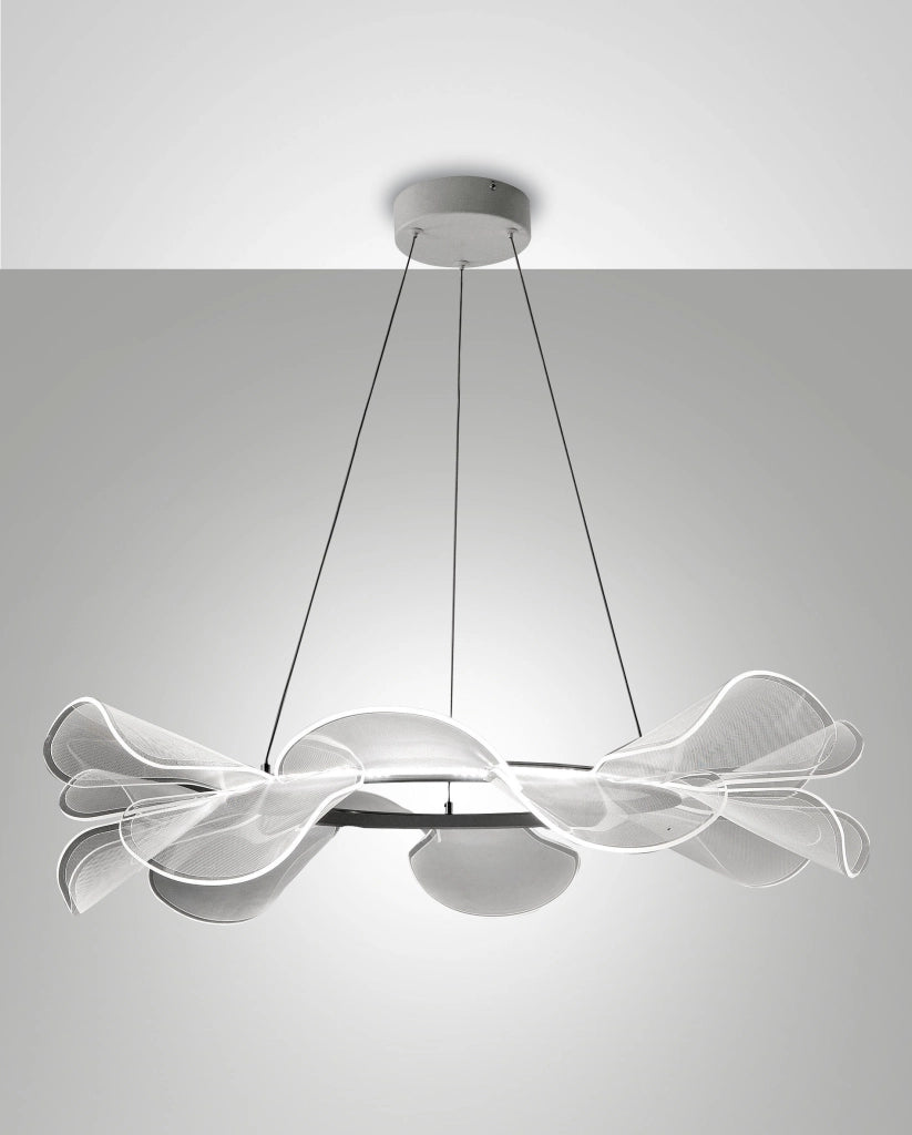 Sylvie Lampada a Sospensione LED 40W 5500lm 3000K Bianco - Struttura in Metallo e Metacrilato, Dimmerabile a Taglio di Fase, Diametro 72cm