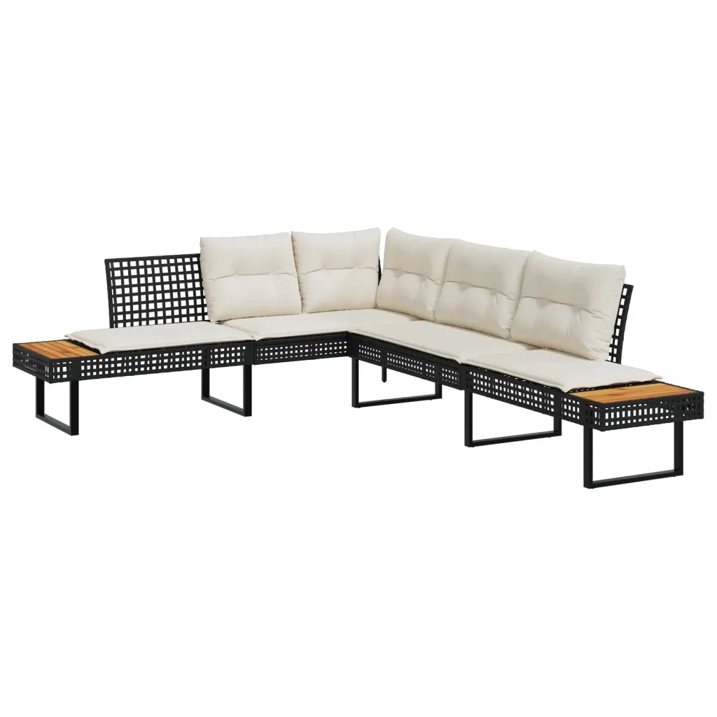 Set Divani da Giardino 2 pz con Cuscini Nero Polyrattan Acacia 3277497