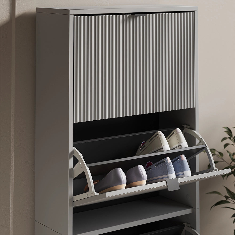Vicco Scarpiera da ingresso Grigio 60 x 168 cm con 4 cassetti pieghevoli