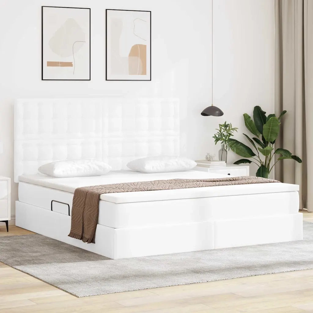 Letto con contenitore e LED con led Bianco Puro 160 x 200 cm