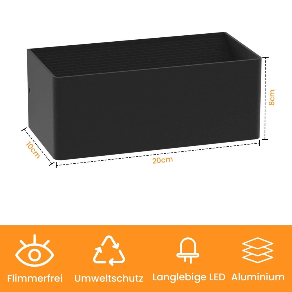 ZMH Applique a LED moderna con luce su e giù lampada da parete nera IP20