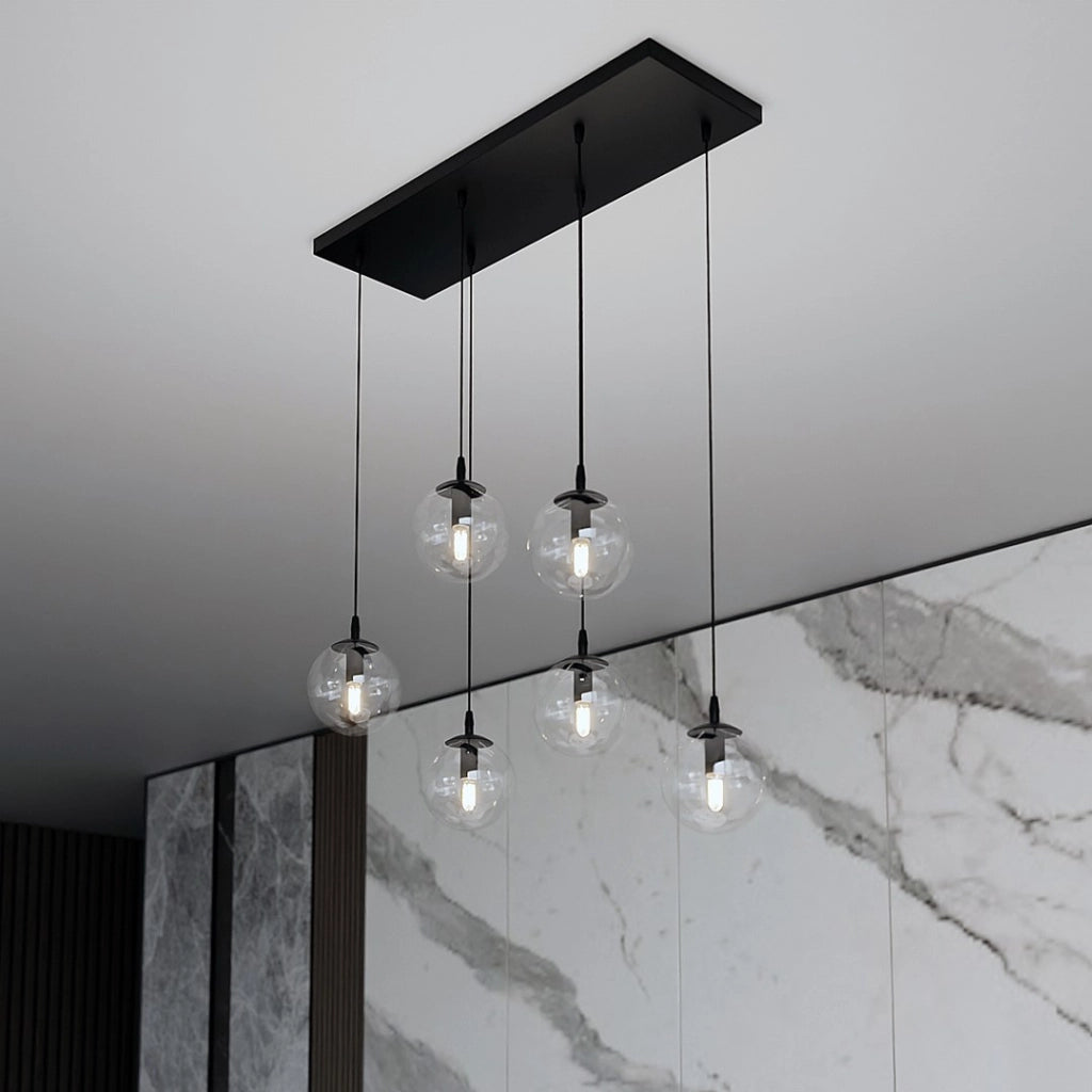 Lampadario Emibig COSMO 6xE14 nero vetro trasparente