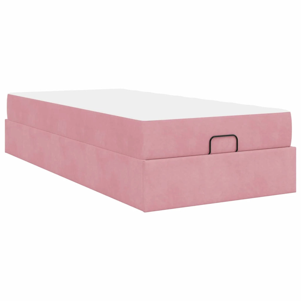 Letto singolo | Letto per adulti | Struttura letto con materasso 2 pcs Rosa Velluto
