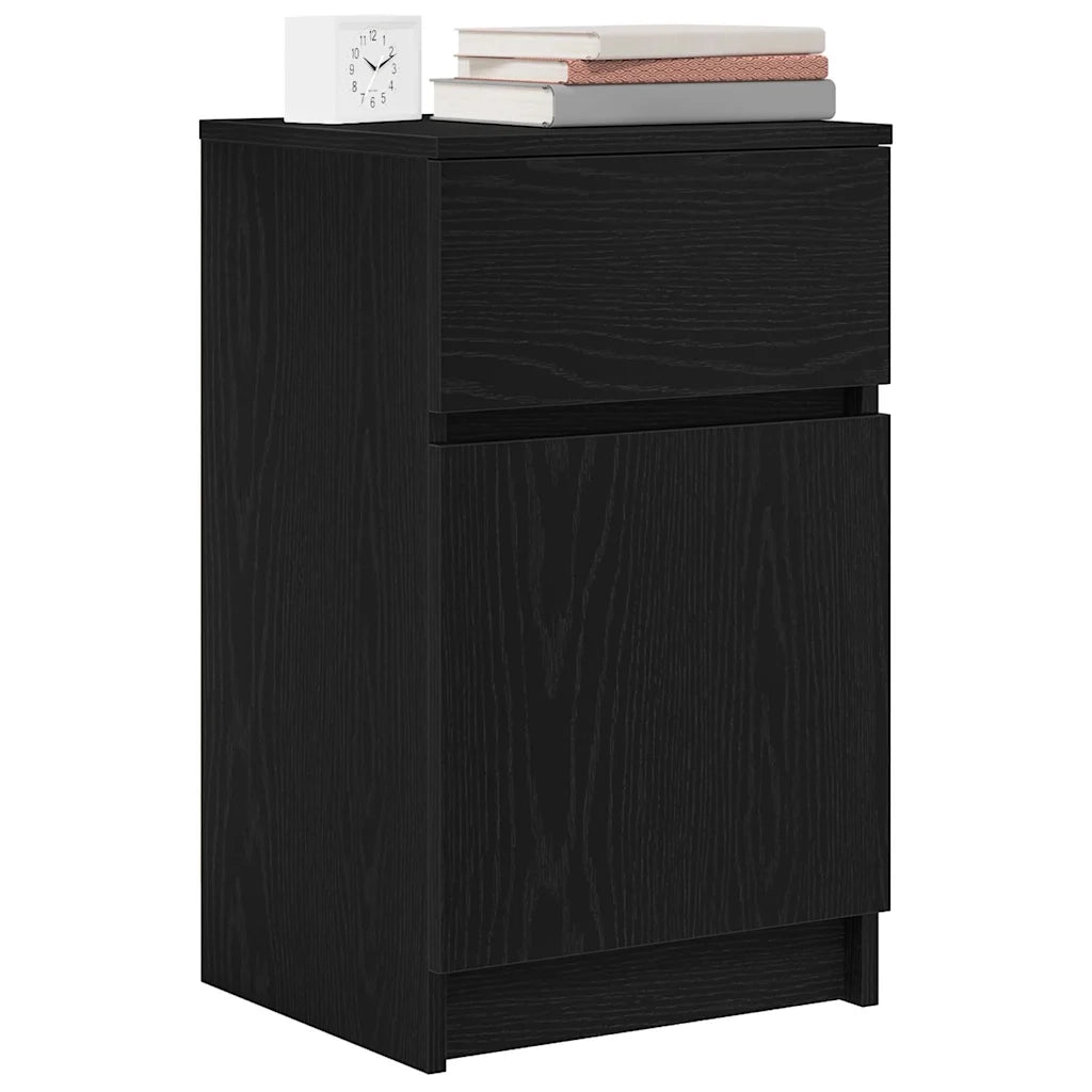 Comodino Nero 39x35x65 cm in Legno Multistrato 861321