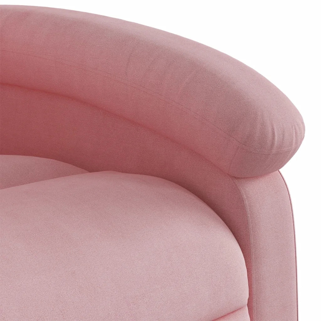 Poltrona Alzapersona Reclinabile Rosa in Velluto 3204304