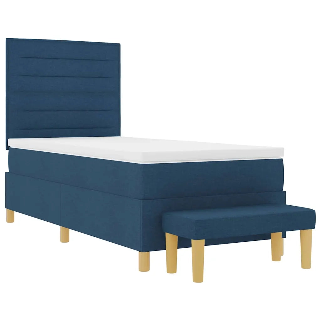 Letto a molle con materasso Blu 90 x 200 cm Tessuto
