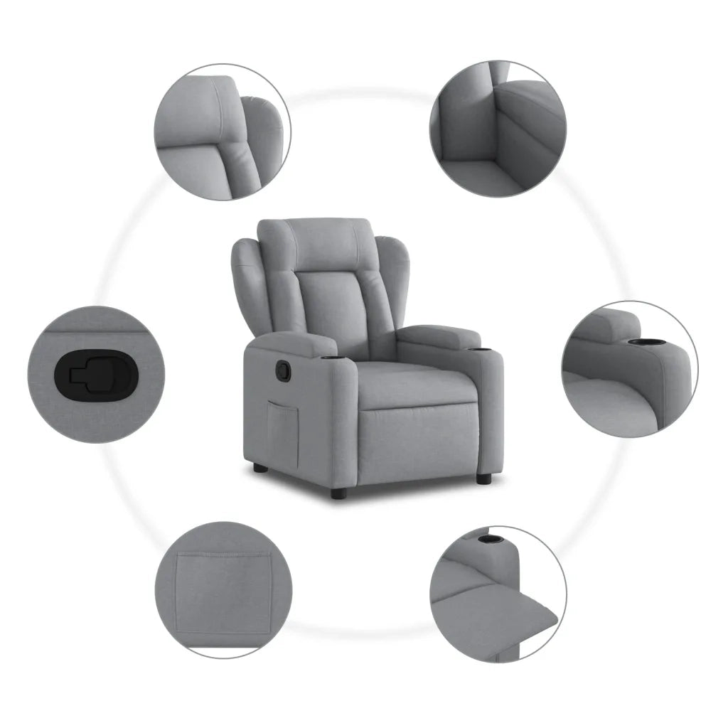 Poltrona reclinabile in tessuto grigio chiaro 3205564