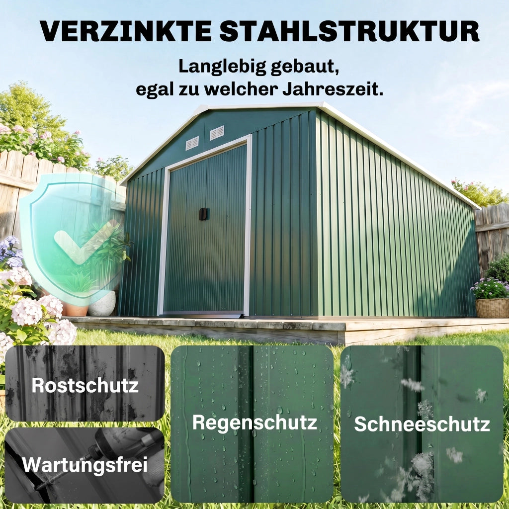 Casetta da giardino per attrezzi ¨C Minimal ¨C acciaio verde scuro