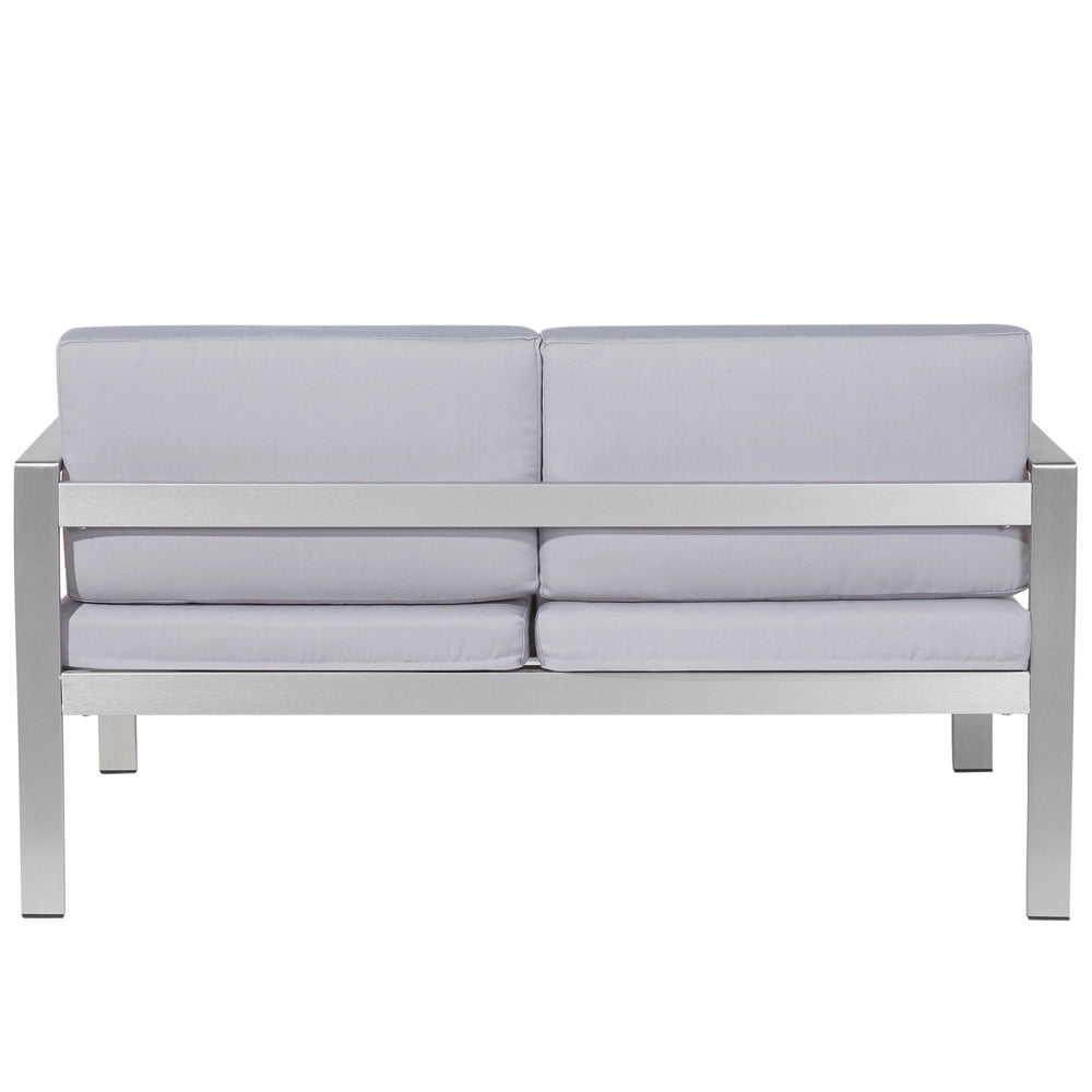 Divano da giardino con struttura in alluminio anodizzato grigio chiaro da esterno a 2 posti con cuscini