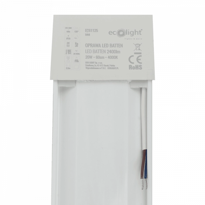 Plafoniera LED Batten 20W 4000K 60 cm Bianca Ecolight